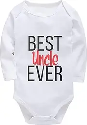 [WOOYONGING] Best Uncle Ever Baby Clothes Onesie Long Sleeve First Outfit for Newborn Boy White 3months Baby Boy Clothes