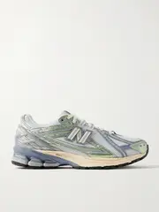 [New Balance] New Balance - 1906r Metallic Leather-trimmed Mesh And Suede Sneakers - Light blue - US8 US 8 Blue