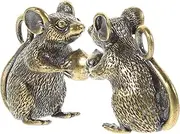 ARTSEWPLY 2pcs Office Decoration Zodiac Charms Cool Gadgets Jewelry Mouse Pad Lucky Charms Keychains Decorations for Car Feng Desktop Ornament Figurines Rat Charm Desk Pad - Copper Golden