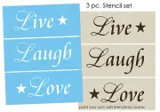 Large 10"x72" Stencil 3 pc set Live Laugh Love Country Family Home DIY Signs