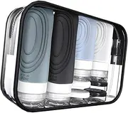 koolsoo Travel Bottles Toiletry Bag Refillable Squeezable Portable 17Pack Travel Containers Jars Toiletry Bottles for Conditioner