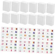 Abaodam Mahjong Tiles Flag Pattern Set 65pcs Chinese Mahjong Set Board Games for Family Country Flags Game
