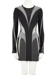 Black Reflective Panel Mesh Mini Dress