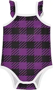 [FRODOTGV] Purple Black Plaid Baby Bodysuit Girl Clothes Cotton Cute Soft Baby Girl Underwear, Plaid Purple Black, 12M, Purple Black Plaid, 12 mesi