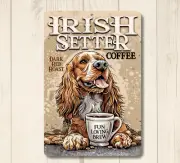 Irish Setter Coffee Bar Sign decor wall art red dog funny kitchen metal tin