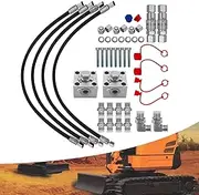 2 Three Way Diverter Valves Kit Fits for 1-2 ton Chinese Mini Excavator w/Quick Connects Connectors 31 inch Flexible Hoses Screws