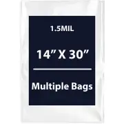 1.5Mil 14" X 30" | LDPE Clear Flat Poly Bags, Flexible & Durable | Multiple Bags