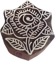 Artisan Floral Design Rose Wood Print Block