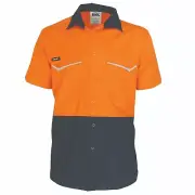 DNC RipStop Hi Vis 2 Tone S/S 100% Cotton Safety Shirt Upper Back Air Flow Vents