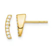 Sterling Silver Gold-Tone Polished Cz Curved Wedge Post Earrings