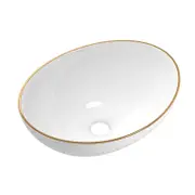 Ceramic Bathroom Basin Sink Hand Wash Bowl Gold Line 41x34cm
