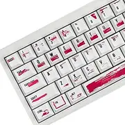 PBT Keycaps 132 Keys Cherry Profile Sub Dye Red Graffiti Style Pattern for Mechanical Keyboard White Key Cap Sets