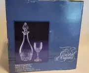 Cristal D'Arques Bretagne Crystal Decanter 34 Oz & 4 Wine 24% Lead 5Pc Set