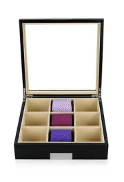 Hand Made Wooden Glass Tie Box Storage Case Display Organiser Large Key 49b