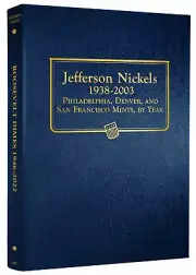 Whitman Classic Blue Coin Album 9116 Jefferson Nickels 1938-2003 - DAMAGED LOT 1