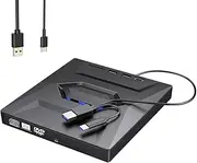 Peakloong USB 3.0 Type C External CD DVD RW Drive DVD Writer Portable DVD Writer Disc Super Drive for Laptop Black