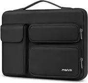 MOSISO 360 Protective Laptop Sleeve Compatible with MacBook Pro 16 inch 2023-2019 M3 A2991 M2 A2780 M1 A2485 A2141, 15-15.6 inch Notebook, Side Open Bag with 2 Raised&1 Flapover Pockets&Belt, Black