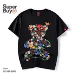 <SUPERBUY>純棉短袖T恤/合身版型時尚刺繡短T 日系原宿風大碼男裝/休閒百搭/潮流套頭衫T-SHIRT港風情侶裝