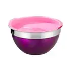 Metal Container Thicken Sturdy Round Bowl with Plastic Cap Salad Fruit Pan