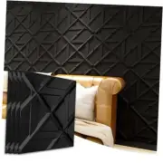PVC 3D Wall Panel, Decorative Wall Tile in Black 12-Pack 19.7"x19.7"