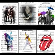 Classic Rock Music Sheet Page Art Decor