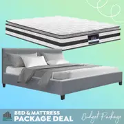 King Package | Agnes Bed Grey & Normay Pillow Top Mattress (Medium Firm)