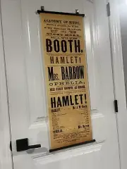 John Wilkes Booth HAMLET Playbill The Academy Of Music Banner Scroll Poster 36in