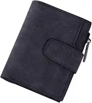 [BIGTEDDY] Short Small Money Purse Wallet Ladies PU Leather Folding Coin Card Holder Women (Black)
