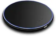 2020 Newest Up to 15W USB Type C Fast Wireless Charger with Aluminum Alloy Body and Mirror Panel Compatible iPhone Xs Max/XR/XS/X/8/8 Plus, 15W Fast-Charging Galaxy S9/S9+/S8/S8+/Note 9 and More, PowerWave Pad(No AC Adapter)
