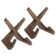 2 Pcs Wooden Plate Stands for Display, 6.5 Inch Display Holder, Dark Brown