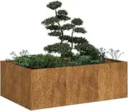 Rusty Weathering Steel Planter Box 120x80x40 cm Open Bottom Durable Garden