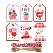 96 Sets Valentine Day Paper Gift Tags Holiday Hanging Labels with Twines String
