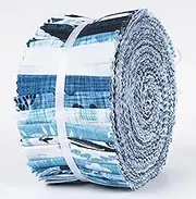 Soimoi 40Pcs Block Print Cotton Precut Fabrics for Quilting Craft Strips 2.5x42inches Jelly Roll - Blue