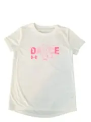 Under Armour Girls' Graphic Dance Shirt White/Pink Medium 1357394-100