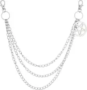 Biker Jewelry Gothic Silver-Tone Pentagram Pants Chain, Silver-Tone Wallet Chain