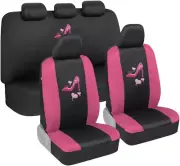 Two-Tone Pink Heels Car Seat Covers Full Set with Steering Wheel Cover and Seat