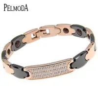在飛比找momo購物網優惠-【Pelmoda】玫瑰金陶瓷晶片鍺鏈(黑陶瓷/白陶瓷)