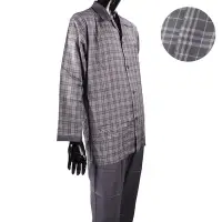 在飛比找Yahoo奇摩購物中心優惠-BURBERRY 經典格紋襯衫純棉男裝休閒家居服套組-灰色