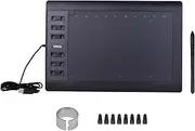 Labymos 10x6 Inch Professional Graphics Drawing Tablet 12 Express Keys with 8192 Levels Battery-Free Stylus/8pcs Nibs/Pen Clip Support PC/Laptop Connection Compatible with Windows Mac for Painting Des