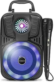 Singsation Karaoke Machine, 5.0 Portable Bluetooth 4" Speaker Dynamic Loudspeaker, Ultimate Karaoke Home System, LED Party Lights for Kids and Adults, Rechargeable Speaker with FM Radio, SD/TF Card