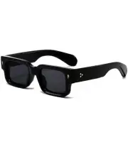 Thick Frame Square Sunglasses for Women Men Chunky Rectangle Sun Glasses Blac...
