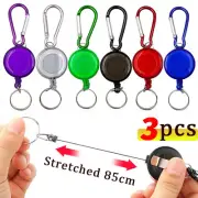Retractable Steel Cord Pull Reel Keychains Spring Buckle Clasp Wire Rope Key Rin