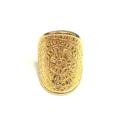Sterling Silver 18k Gold Overlay Greek Phaistos Disc Ring, Size 9