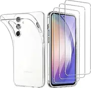 Case for Samsung Galaxy S23 FE + [3 Pack] Screen Protector, Electro-weideworld Ultra Thin Shockproof Soft Silicone TPU Clear Phone Case Cover for Samsung Galaxy S23 FE