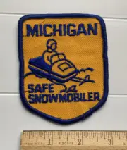 Michigan Safe Snowmobiler Snowmobiling Souvenir Orange Embroidered Patch Badge