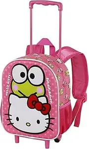 [KARACTERMANIA] Sanrio Hello Kitty Funny-Small 3D Backpack with Wheels, Pink, 26 x 34 cm, Capacity 7 L, Pink Hello Kitty, One Size, Small 3D Backpack with Wheels Sanrio