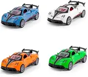 4Pcs Die-Cast Car Model,Pull-Back Toy Car,Car Model,C hildren's Toy Car,4 Toy Cars in Different Oolors,Suitable for Car Toys for Boys Over 3 Years Old (Orange,Blue,White,Green)