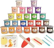 BOHS Modeling Foam Clay Tools Kit - Air Dry,Squishy - for Craft Project Supplies, Party Favors,Slime Making - 24 Colors,1.76 OZ (50 Grams) per Color - with Tools, Roller, and Cylinder Shaping Sheet