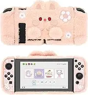 GeekShare Cute Plush Protective Case Cover Compatible with Nintendo Switch and Joy Con- Shock-Absorption and Anti-Scratch - Plush Bunny