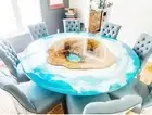 36" Luxury Beach Inspired Coffee Table Top Epoxy Resin Island Design Centerpiece